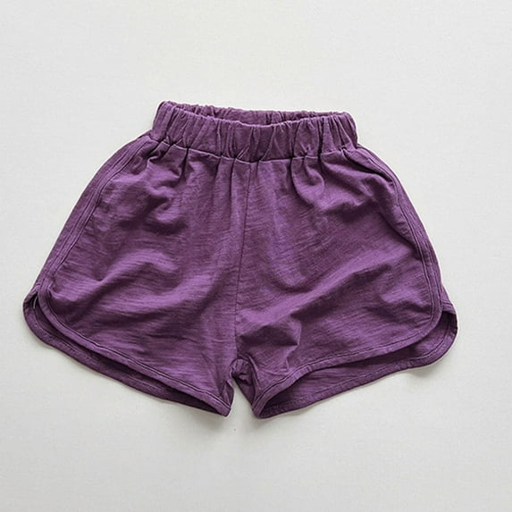 Casual Shorts for Girls Athletic Workout Elastic High Waisted Solid Color Wide Leg Toddlers Kids Soft Running Gym Dolphin Short Size 2-10