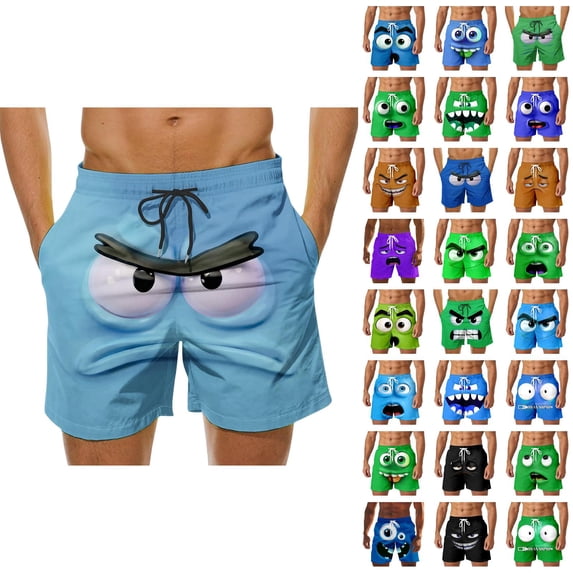 Casual Shorts for Men 2026 Summer Funny Novelty Printed Straight Leg Lounge Shorts with Pockets