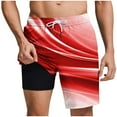 thumbnail image 1 of Casual Shorts for Men Comfy Elastic Waist Beach Shorts Fashion Print Shorts with Compression Liner, 1 of 5