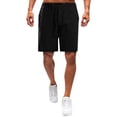 thumbnail image 1 of Casual Shorts for Men Loose High Waist Drawstring Elastic Waist Solid Beach Bottom Shorts with Pockets Black, 1 of 8