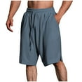 thumbnail image 1 of Casual Shorts for Men Summer Drawstring Elastic Waist Cotton Linen Shorts Lightweight Quick Dry Hiking Cargo Shorts Beach Shorts with Pockets, 1 of 5