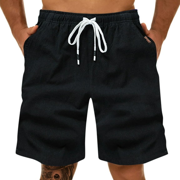 Casual Shorts for Men Summer Fashion Sports Cargo Straight Leg Loose Beach Bottom Shorts Black