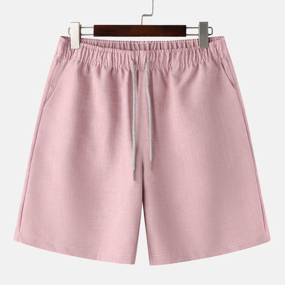 Casual Shorts for Men with Pockets Drawstring Elastic Waist Wide Leg Lightweight Solid Color Breathable Relaxed Loungewear Short