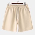 thumbnail image 1 of Casual Shorts for Men with Pockets Drawstring Elastic Waist Wide Leg Lightweight Solid Color Breathable Relaxed Loungewear Short, 1 of 5