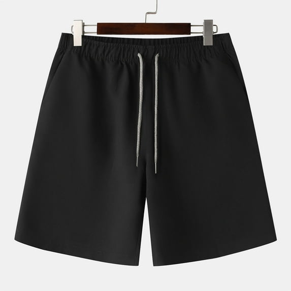 Casual Shorts for Men with Pockets Drawstring Elastic Waist Wide Leg Lightweight Solid Color Breathable Relaxed Loungewear Short