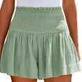 thumbnail image 1 of Casual Shorts for Women Cotton High Elastic Waisted Pleated Ruffle Cute Beach Flowy Summer Shorts, 1 of 7