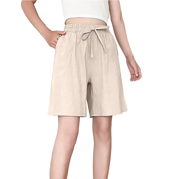 Casual Shorts for Women Drawstring Sweat Elastic Waist Running Workout With Pockets Wide Leg Pants Summer Shorts