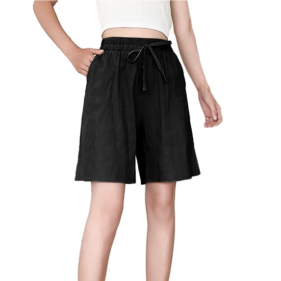Casual Shorts for Women Drawstring Sweat Elastic Waist Running Workout With Pockets Wide Leg Pants Summer Shorts