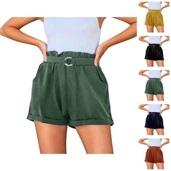 Casual Shorts for Women Elastic High Waist Loose Lightweight Waistband Summer Shorts with Pockets