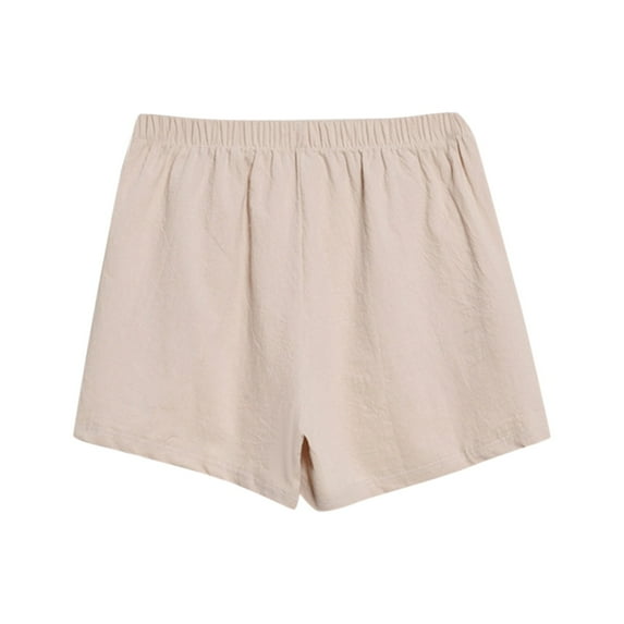 Casual Shorts for Women Solid Cotton And Linen Pocket Elastic Waist Loose Short Pants Pants