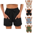 thumbnail image 1 of Casual Shorts for Women Summer Lightweight Elastic Waist Straight Leg Relaxed Fit Beach Shorts with Pockets, 1 of 9