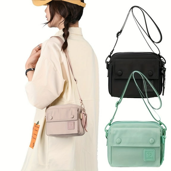 Casual Shoulder Bag Durable Adjustable Crossbody Bag With Flap Over Closure Lightweight Everyday Small Crossbody Purse