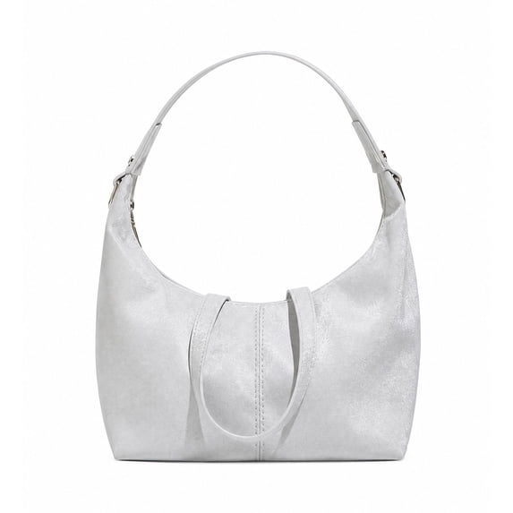 Casual Shoulder Bags for Women with Adjustable Strap and Zipper Closure Silver