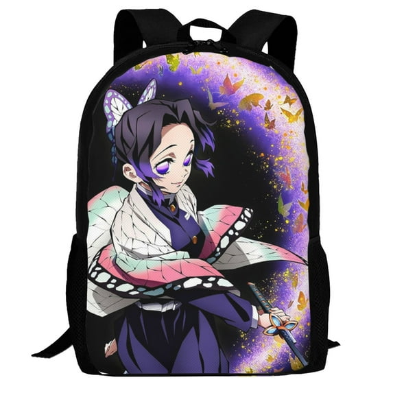 Casual Shoulder Bookbag, Demon Slayer Kochou Shinobu Backpack Travel Bag Knapsack For Outdoor Hiking