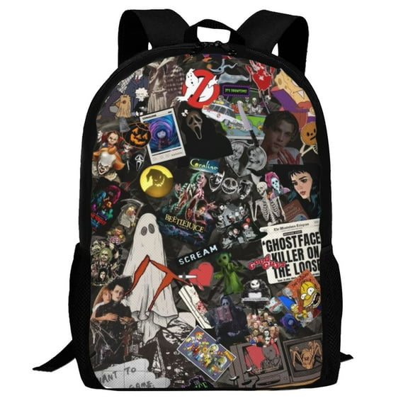 Casual Shoulder Bookbag, Horror Movie Characters Backpack Travel Bag Knapsack For Outdoor Hiking