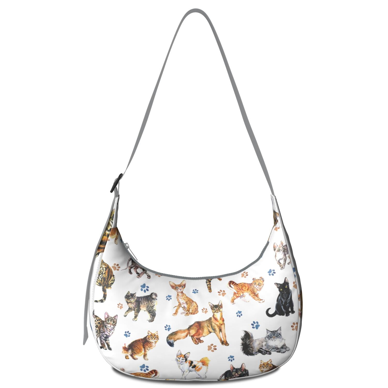 Casual Shoulder Purse for Women – Trendy & Spacious, Watercolor Cat Artwork, Cat Lover Gift Design, Durable Crossbody Handbag