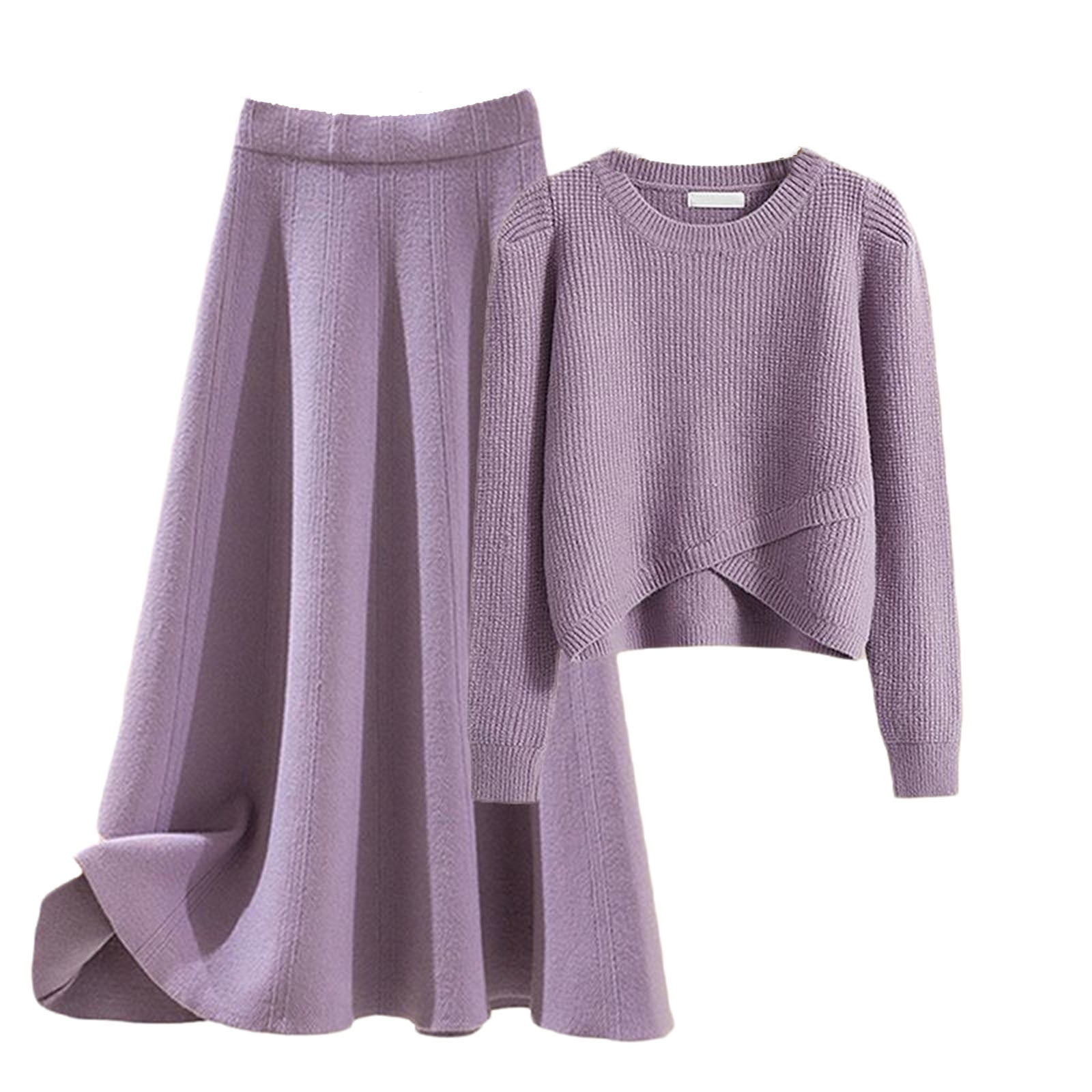 Women's 2-Piece Skirt Set - Plus Size Short Sleeve Top With Pleated Midi Skirt