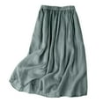 thumbnail image 1 of Casual Skirts Women Summer Linen Solid Color Midi Skirt With Elastic Waist Linen Cottagecore Long Summer Skirt Green M, 1 of 3