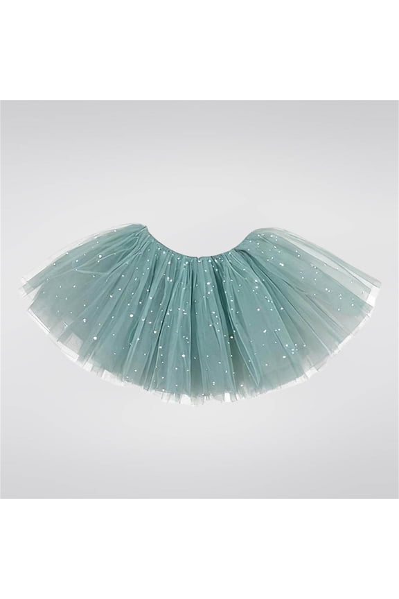 Casual Skirts for Girls Girl Mesh Tutus Skirt Sparkly Layered Tulles Skirt Princess Birthday A-Line Dance Skirt Green 5Y