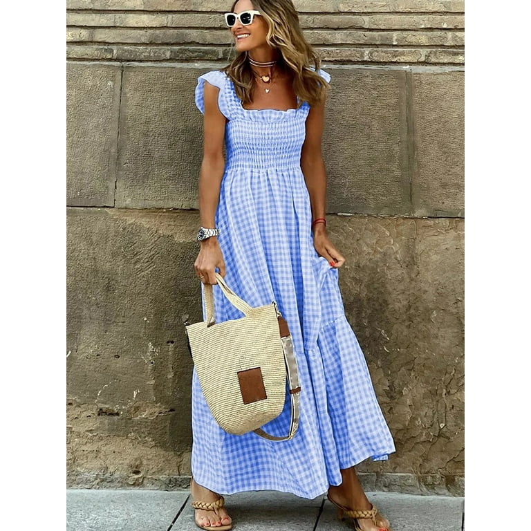 2022 Summer Sleeveless Tank Casual Dresses O-Neck Tunic Elegant Solid Maxi Dress 2022 Summer Sleeveless Tank Casual Dresses O-Neck Tunic Elegant Solid Maxi Dress