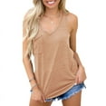 thumbnail image 1 of Casual Sleeveless Racerback Tops with Pocket Women's Basic V-Neck Tank Tops, 1 of 3