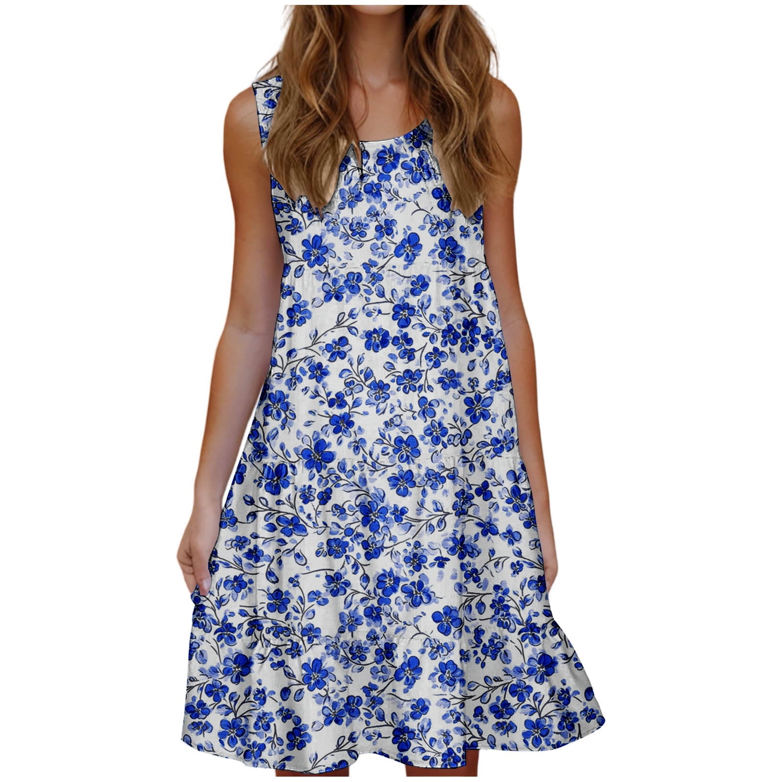 Summer Arrival Floral Sleeveless Single Breasted Dress for Stylish Girls
