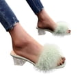 thumbnail image 1 of Casual Slides for Women Fuzzy Slippers Fluffy Sandals Furry House Shoes Indoor Outdoor Walking Shoes, 1 of 7