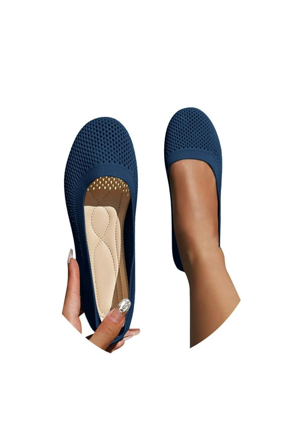 Casual Slip On Sneakers for Women Errand Running Shoes Women's Ballerina On Shoes Non Knitted Trainers Comfortable Breathable Summer Sporty Women Flat Shoes Comfort Shoes