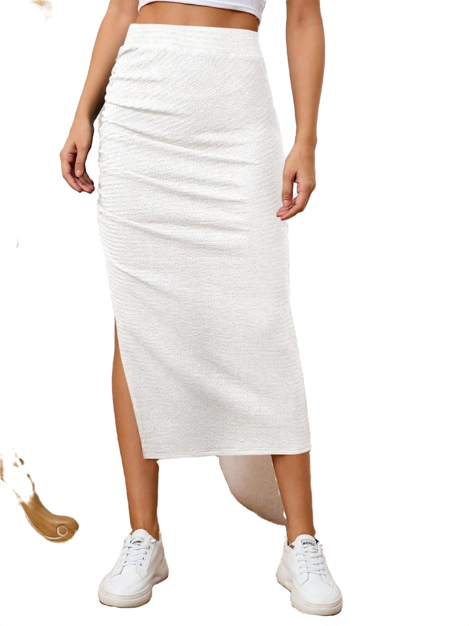 Casual Slit Skirt White Womens Skirts (Women's) - Walmart.com