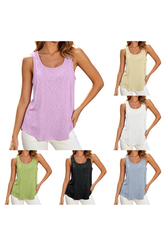 Casual Slub Knit Vest Sleeveless Summer Basic Camisole Soft Comfortable Layering Tank Band Top Women Shirt with Strings