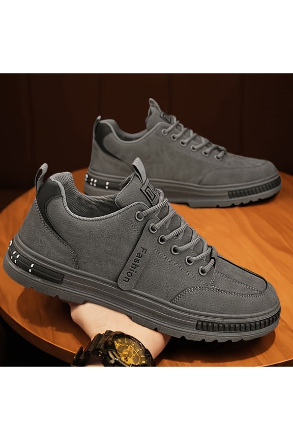 Casual Sneakers for Men - Rubber Outsole, Fabric Insole, Round Toe, Ideal for Spring And Summer ,Low-Cut, Slip-Resistant, Long-Lasting, Lace-Up Design, Solid Hues, PU Upper Material