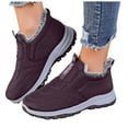 thumbnail image 1 of Casual Snow Boots for Women Fashion Stitching Slip on Furry Lined Winter Outdoor Nonslip Walking Ankle Booties Purple 8, 1 of 6