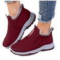 thumbnail image 1 of Casual Snow Boots for Women Fashion Stitching Slip on Furry Lined Winter Outdoor Nonslip Walking Ankle Booties Red 7, 1 of 6