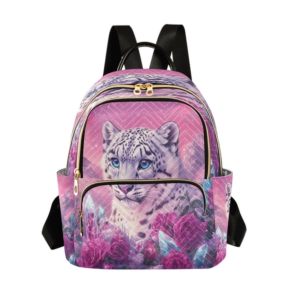 Casual Snow Leopard Fantasy Art Backpack for School,College and Travel, Water Resistant Bookbag,
