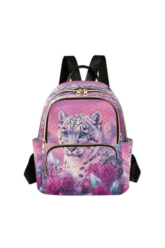 Casual Snow Leopard Fantasy Art Backpack for School,College and Travel, Water Resistant Bookbag,