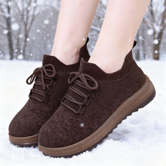 Casual Snow Shoes for Women Breathable Mesh Plush Lined Outdoor Walking Shoes Insulated Round Toe Ankle Boots