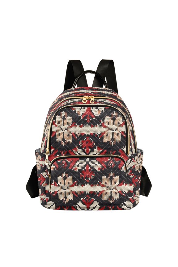 Casual Snowflake Knit Pattern Design Backpack for School,College and Travel, Water Resistant Bookbag,