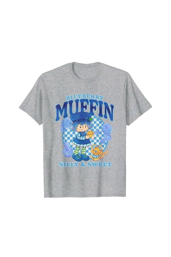 Casual Soft Everyday Basic Tee with Blueberry Muffin Silly Sweet Retro Logo, Comfortable Breathable Ladies Top for Versatile Wear