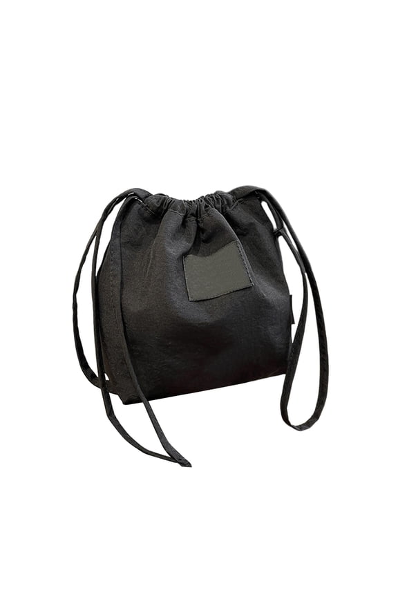 Casual Soft Polyester Drawstring Small 2 Way Bucket Shoulder Bag Crossbody