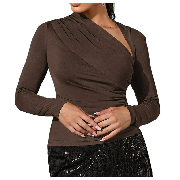 Casual Solid Asymmetrical O Neck Tops Casual Solid Asymmetrical O Neck Tops