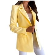 Casual Solid Blazer for Women Open Front Cardigan OL Work Office Long Jacket Coat Ladies Lapel Button Suit Jackets