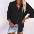 thumbnail image 1 of Casual Solid Color Long Sleeve Button Up Shirt With Pockets For Women Loose Fit Comfortable And Versatile Style Oversized Linen Shirts for Women Women Button up Blouse Vacation Top Long Sleeve Shirt, 1 of 3