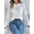 thumbnail image 1 of New Casual Solid Color Round Neck Hollow Lantern Sleeve Pullover Sweater, Women's Clothing, 1 of 2