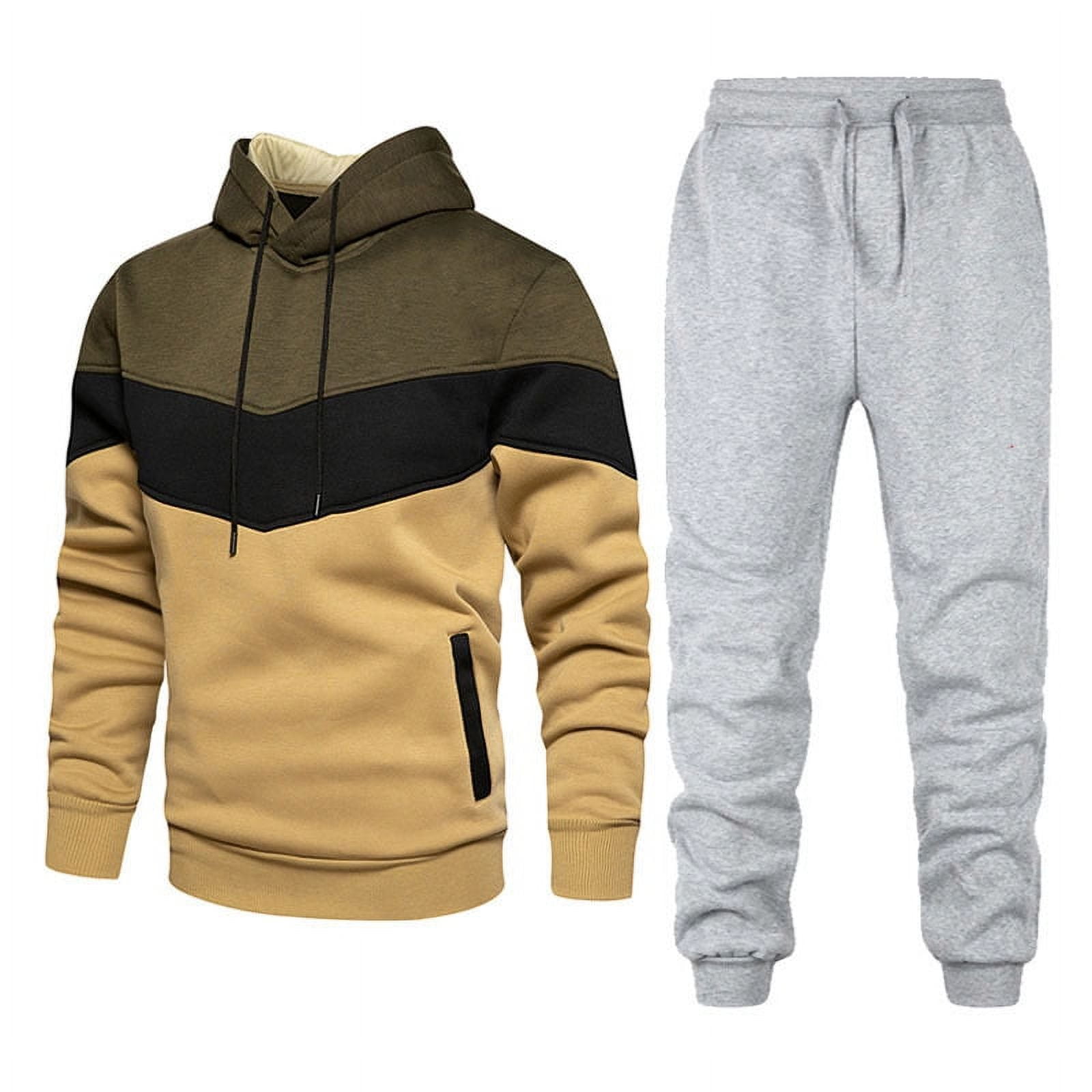 Casual Solid Colour Slim Tracksuit Mens Track Jackets and Pants 2 Piece Outfit Walmart