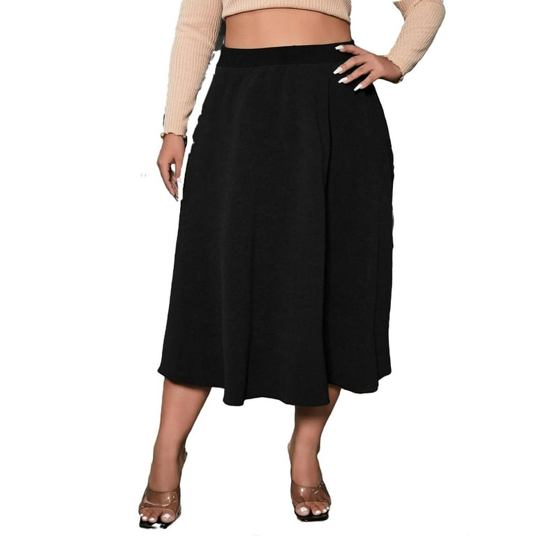 Plus size black skirt 4xl discount