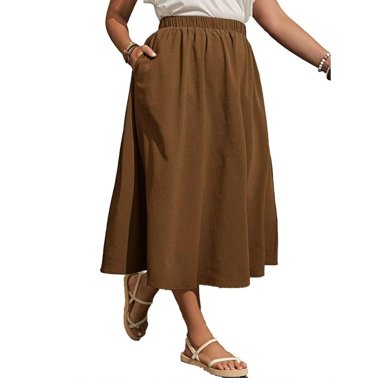 Plus size long khaki skirts clearance