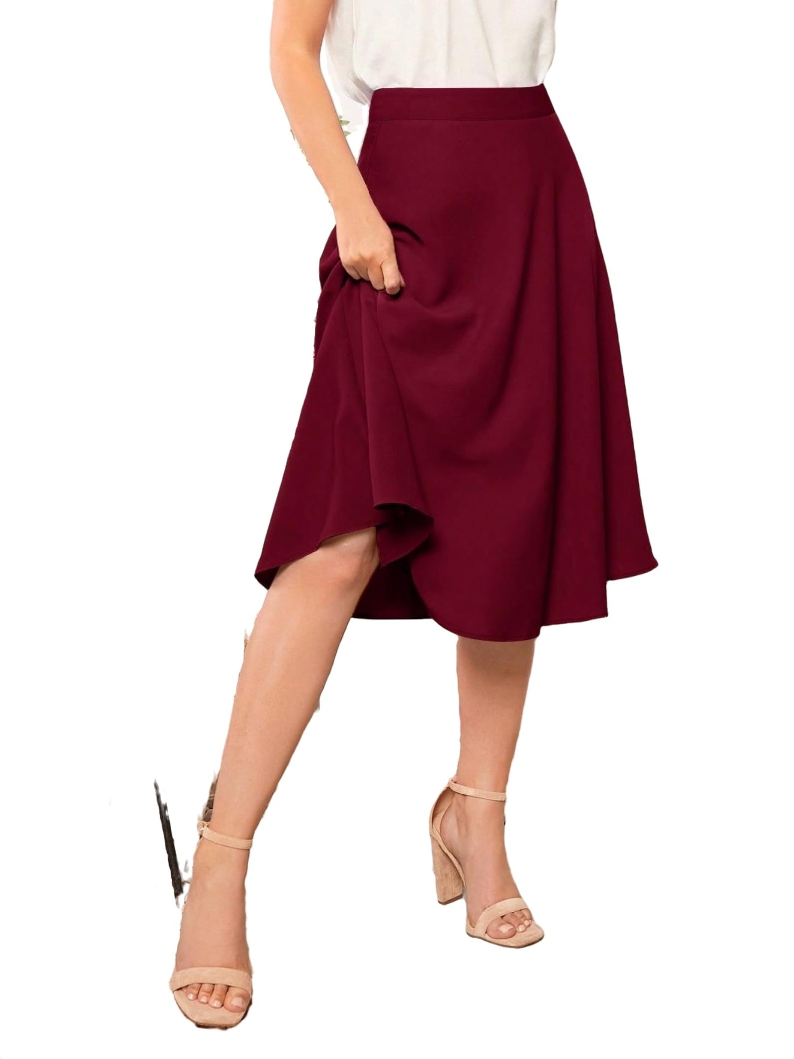 Maroon flared skirt hotsell