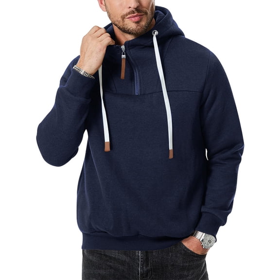 Casual Solid Hooded Sweatshirt (L, DeepBlue)