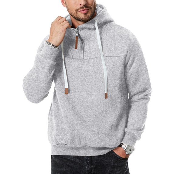 Casual Solid Hooded Sweatshirt (L, Grey)