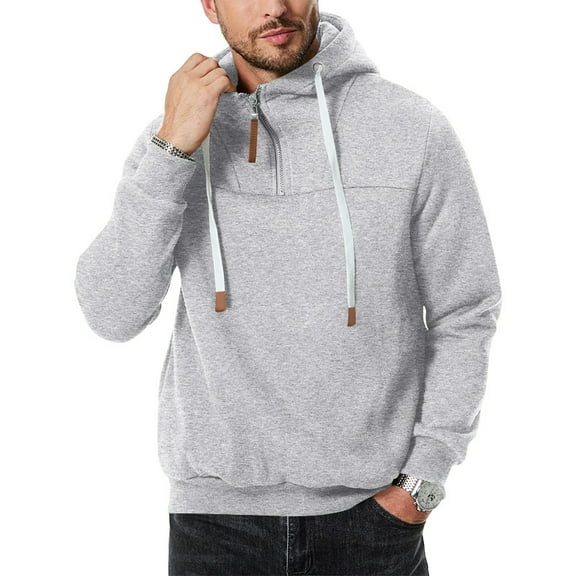 Casual Solid Hooded Sweatshirt (S, Grey)